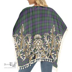 ScotsTee Shop Scottish Malcolm Tartan Scotland Royal Golden Thistle Square Fringed Shawl