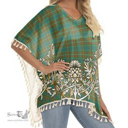 ScotsTee Shop Scottish MacConnell Ancient Tartan Scotland Royal Golden Thistle Square Fringed Shawl