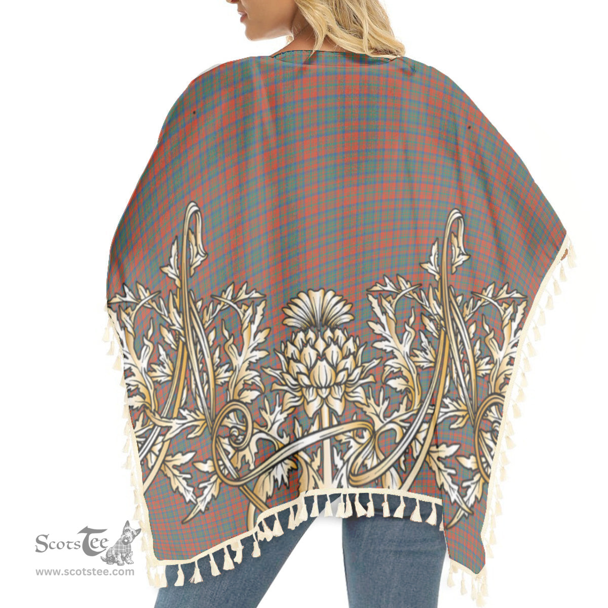 ScotsTee Shop Scottish Matheson Ancient Tartan Scotland Royal Golden Thistle Square Fringed Shawl