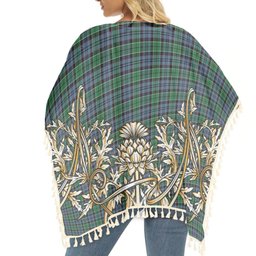 ScotsTee Shop Scottish MacIsaac Modern Tartan Scotland Royal Golden Thistle Square Fringed Shawl