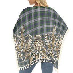 ScotsTee Shop Scottish Gordon Dress 1965 Tartan Scotland Royal Golden Thistle Square Fringed Shawl