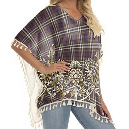 ScotsTee Shop Scottish McDonell of Glengarry Dress Modern Tartan Scotland Royal Golden Thistle Square Fringed Shawl