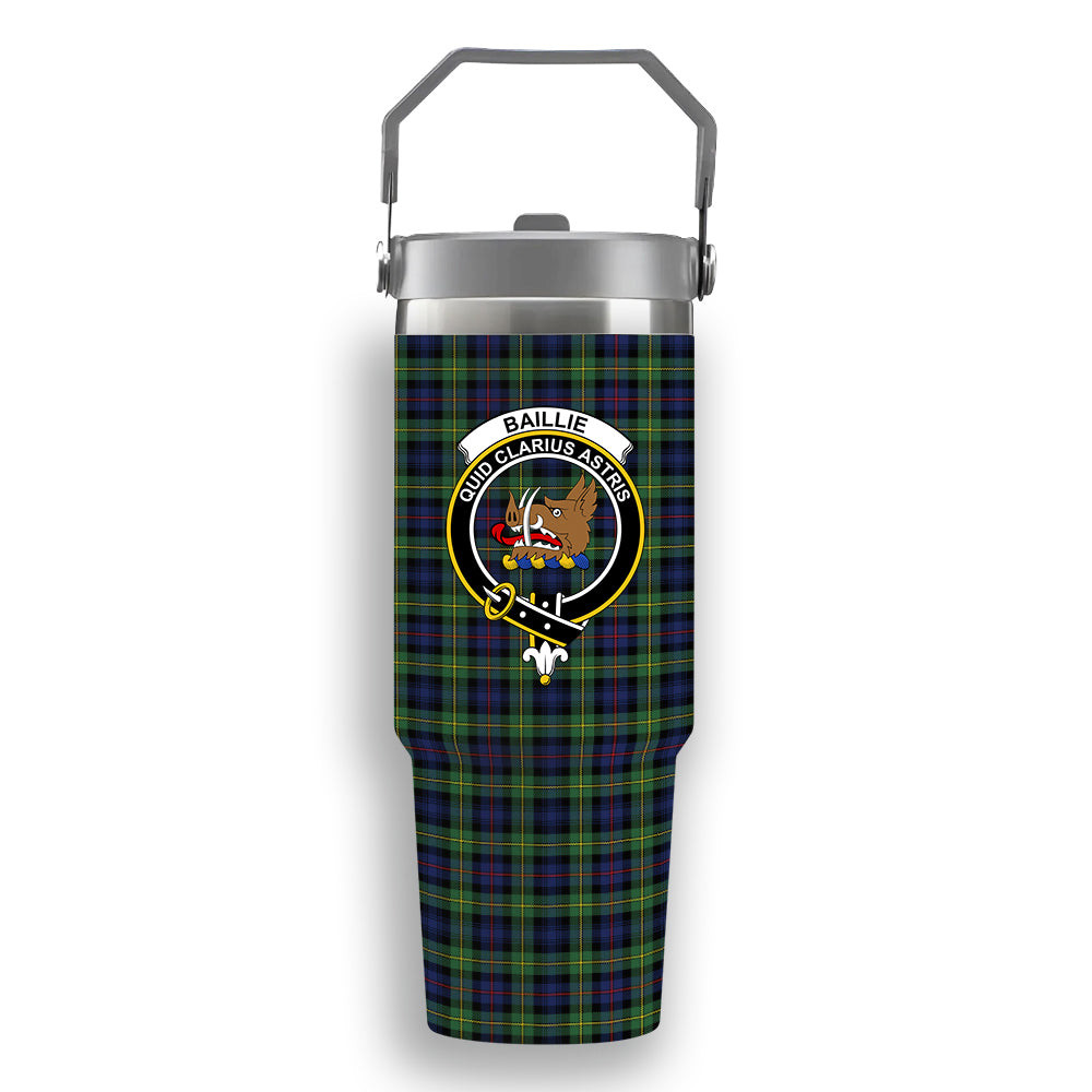 ScotsTee Shop Scottish Baillie Modern Crest Tartan Flip Straw Tumbler 20oz 30oz