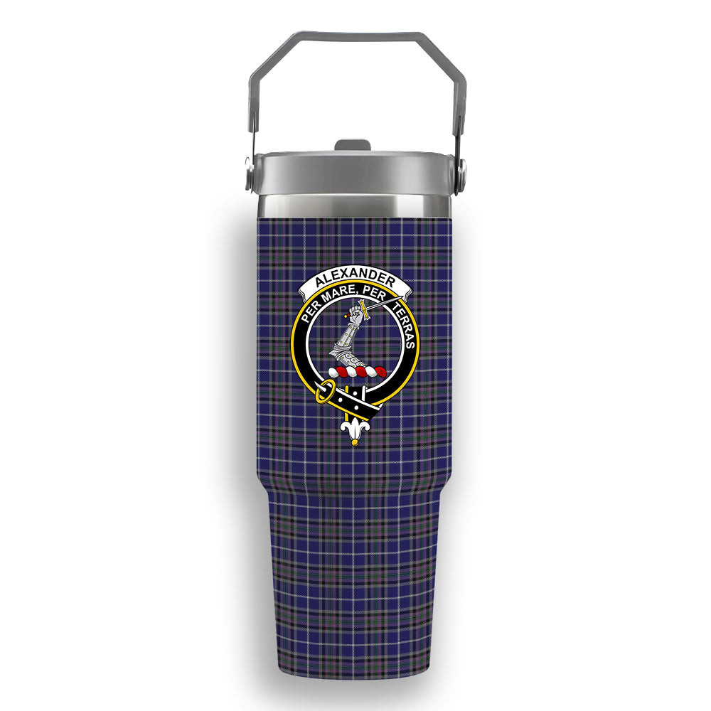 ScotsTee Shop Scottish Alexander of Menstry Crest Tartan Flip Straw Tumbler 20oz 30oz