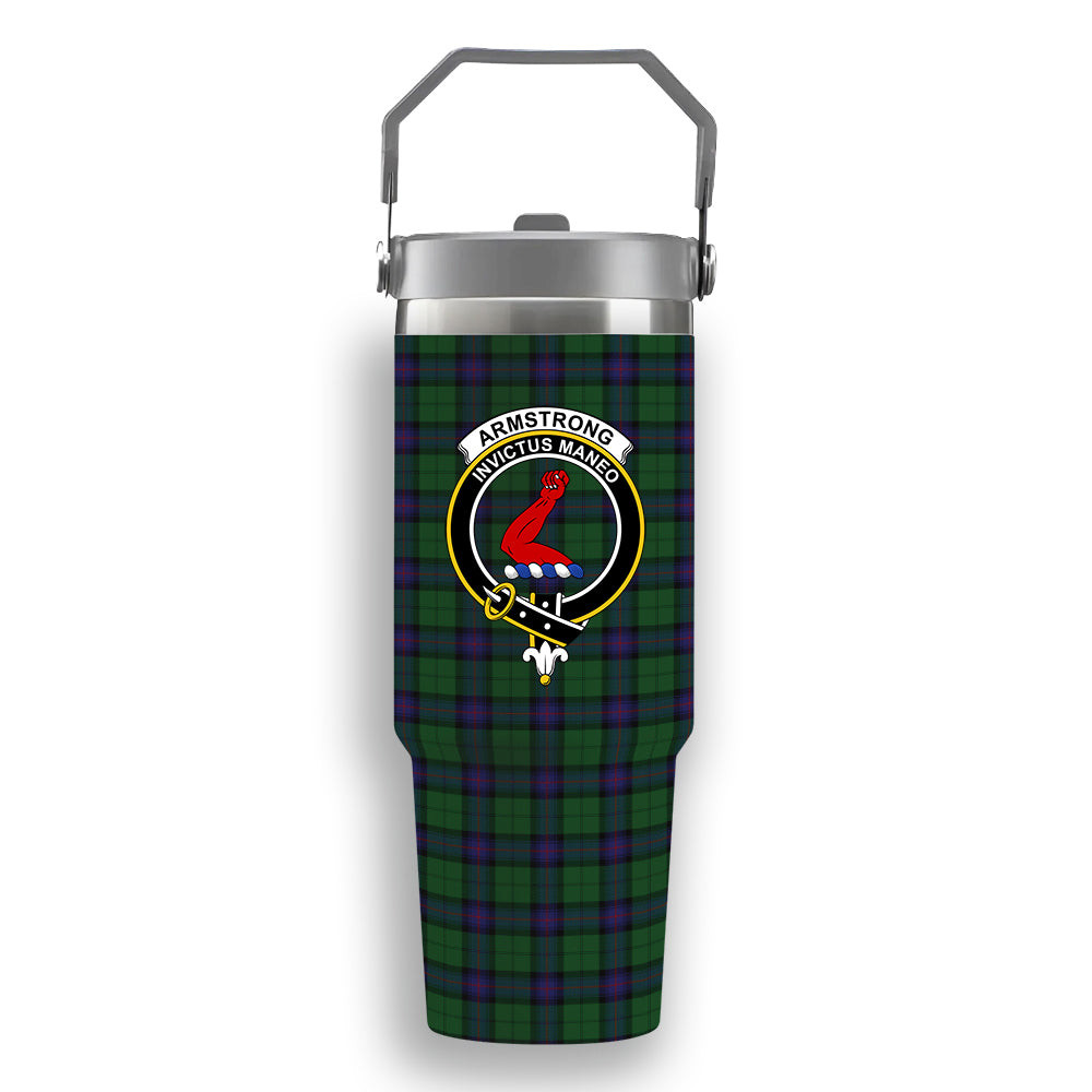 ScotsTee Shop Scottish Armstrong Crest Tartan Flip Straw Tumbler 20oz 30oz