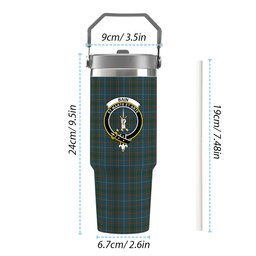ScotsTee Shop Scottish Bain SC Crest Tartan Flip Straw Tumbler 20oz 30oz
