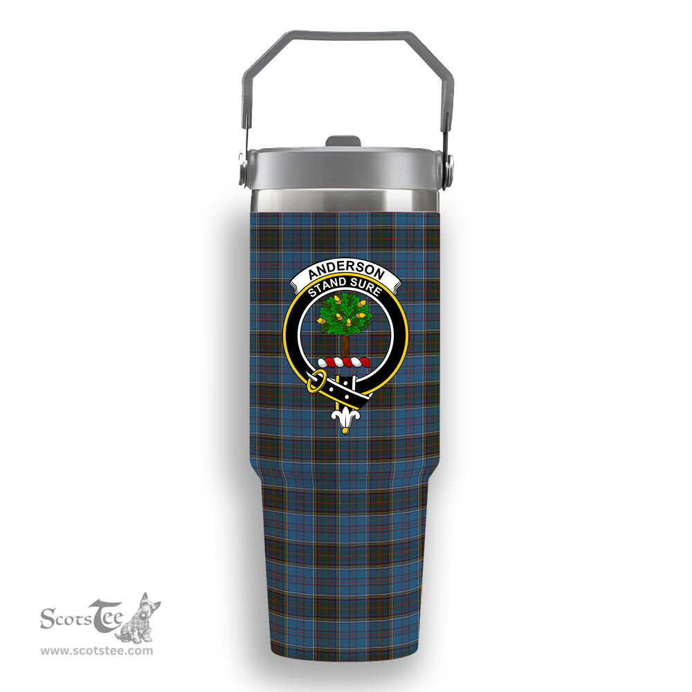 ScotsTee Shop Scottish Anderson MacGregor Hastie 2 Crest Tartan Flip Straw Tumbler 20oz 30oz