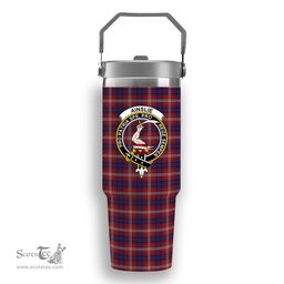 ScotsTee Shop Scottish Ainslie Crest Tartan Flip Straw Tumbler 20oz 30oz