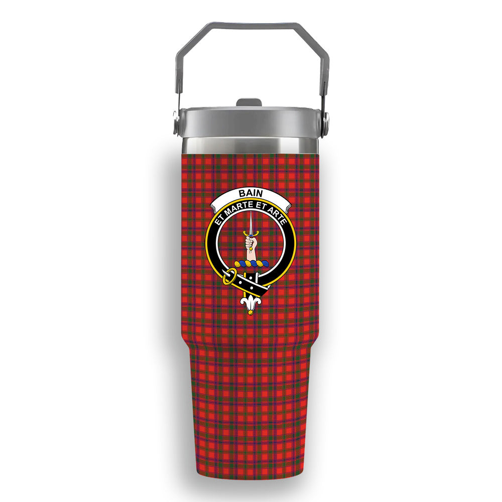 ScotsTee Shop Scottish Bain Crest Tartan Flip Straw Tumbler 20oz 30oz