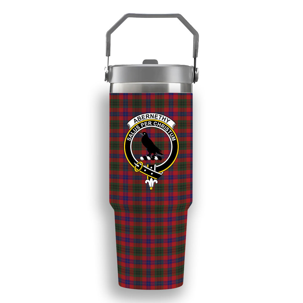 ScotsTee Shop Scottish Abernethy Colerain, USA Crest Tartan Flip Straw Tumbler 20oz 30oz