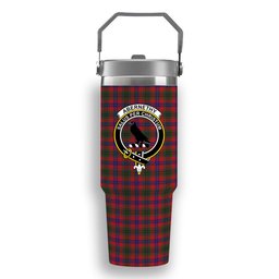 ScotsTee Shop Scottish Abernethy Colerain, USA Crest Tartan Flip Straw Tumbler 20oz 30oz
