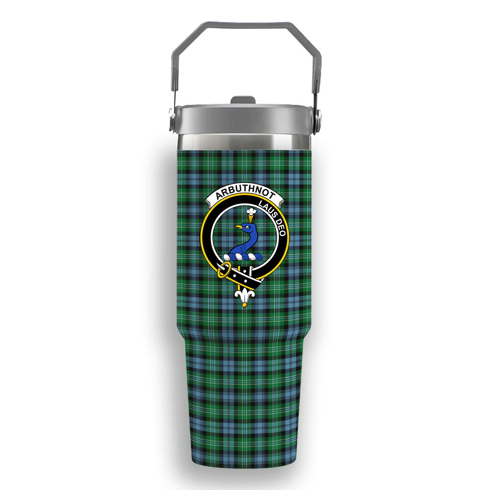 ScotsTee Shop Scottish Arbuthnot Ancient Crest Tartan Flip Straw Tumbler 20oz 30oz