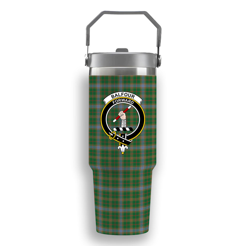 ScotsTee Shop Scottish Balfour Hunting Ancient Crest Tartan Flip Straw Tumbler 20oz 30oz