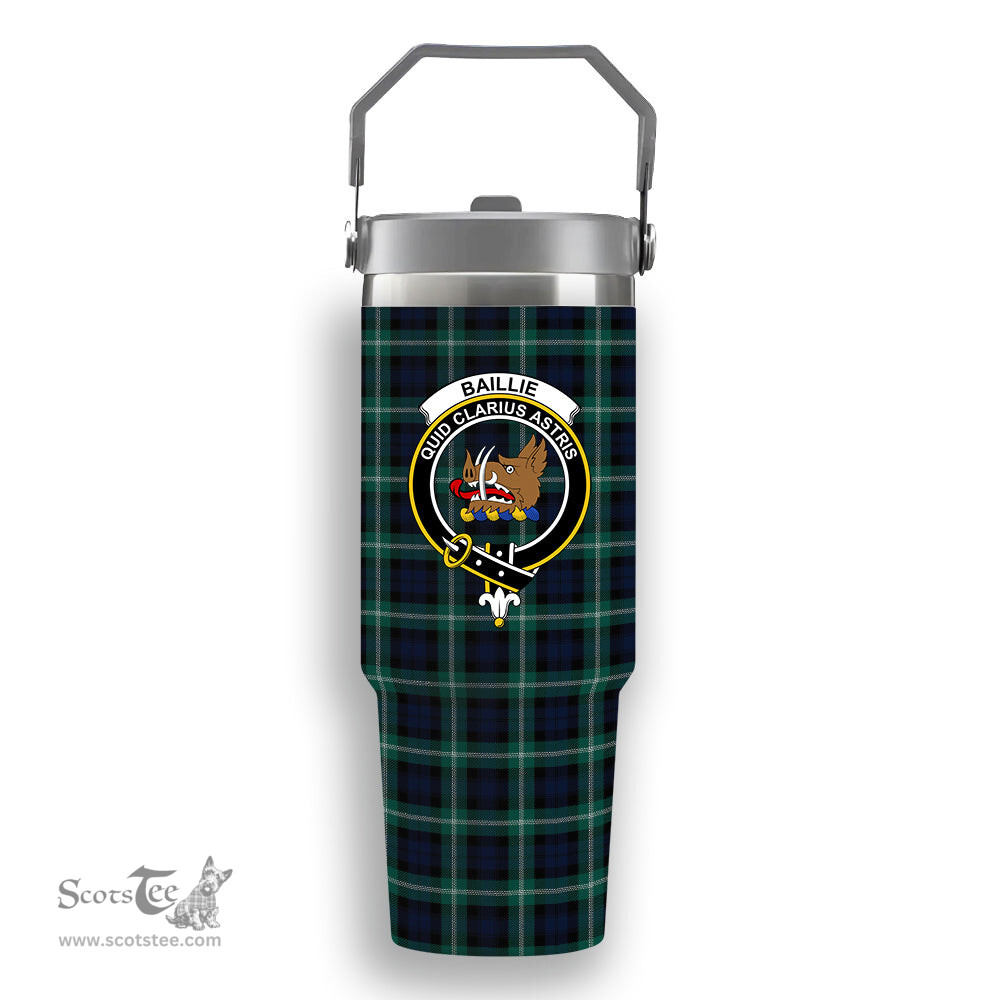 ScotsTee Shop Scottish Baillie of Polkemmet Modern Crest Tartan Flip Straw Tumbler 20oz 30oz