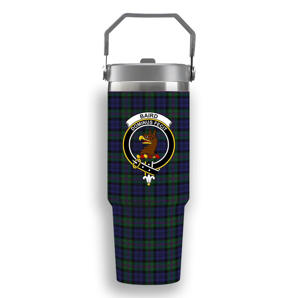 ScotsTee Shop Scottish Baird Modern Crest Tartan Flip Straw Tumbler 20oz 30oz