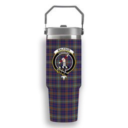 ScotsTee Shop Scottish Balfour Blue Modern Crest Tartan Flip Straw Tumbler 20oz 30oz