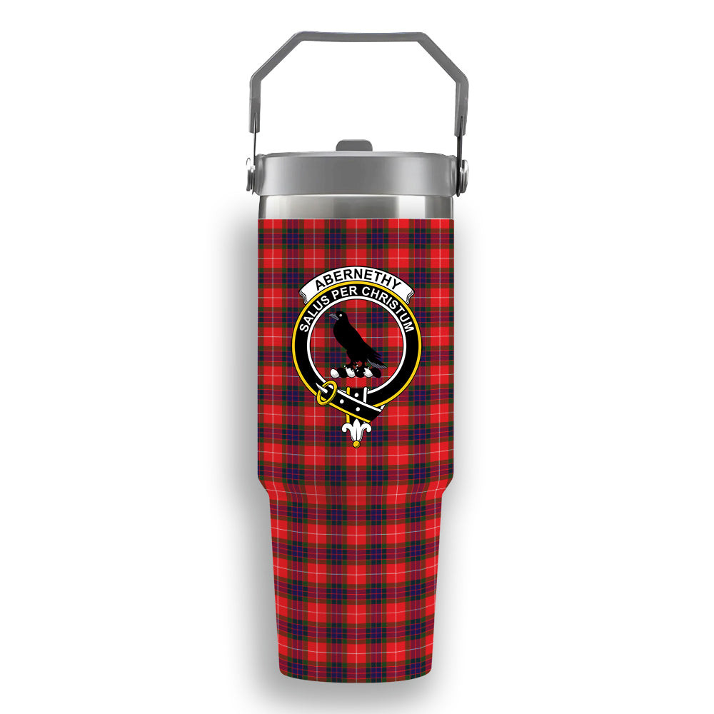 ScotsTee Shop Scottish Abernethy Crest Tartan Flip Straw Tumbler 20oz 30oz