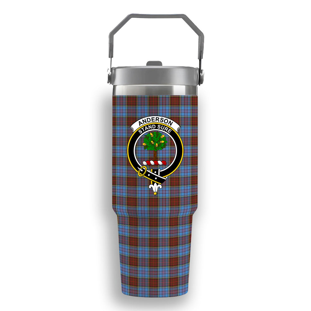ScotsTee Shop Scottish Anderson Modern Crest Tartan Flip Straw Tumbler 20oz 30oz