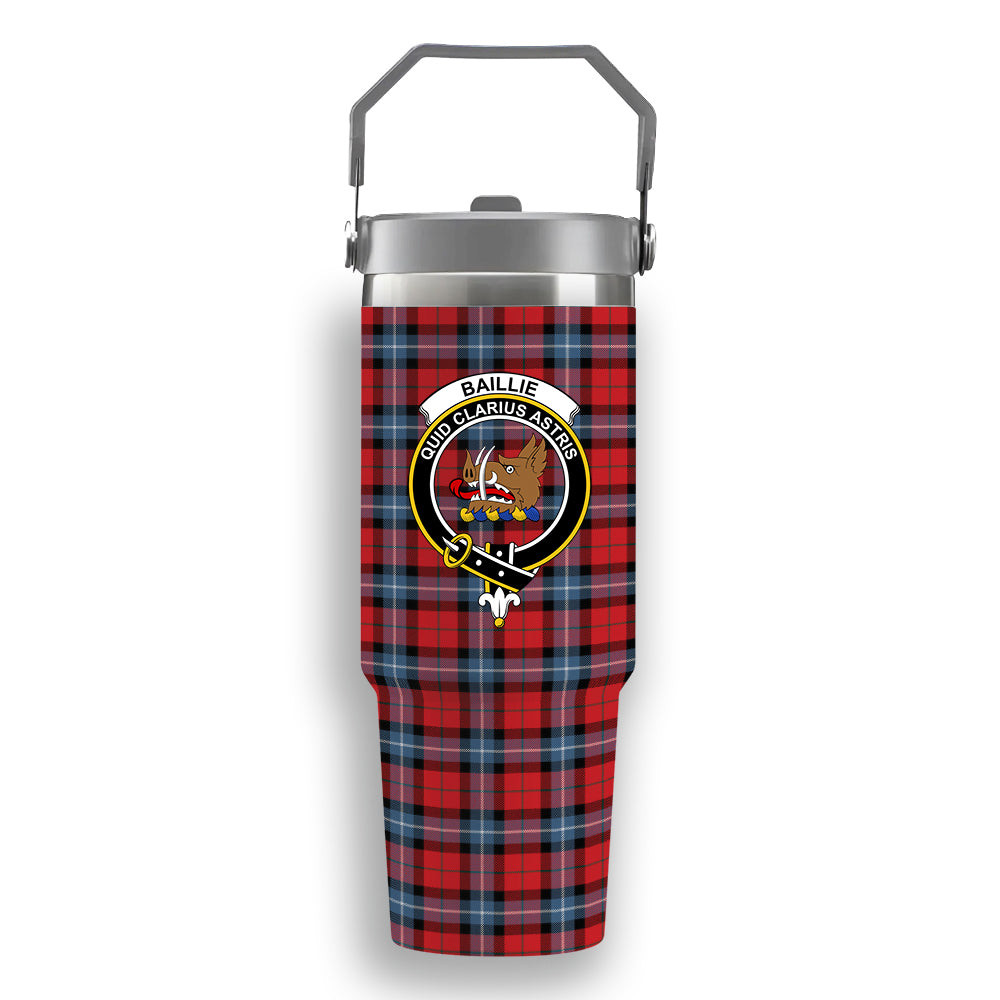 ScotsTee Shop Scottish Baillie of Polkemmet Red Modern Crest Tartan Flip Straw Tumbler 20oz 30oz