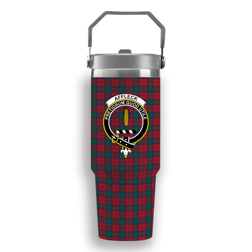ScotsTee Shop Scottish Affleck Crest Tartan Flip Straw Tumbler 20oz 30oz