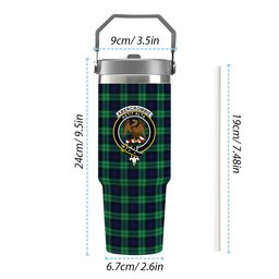 ScotsTee Shop Scottish Abercrombie SC Crest Tartan Flip Straw Tumbler 20oz 30oz