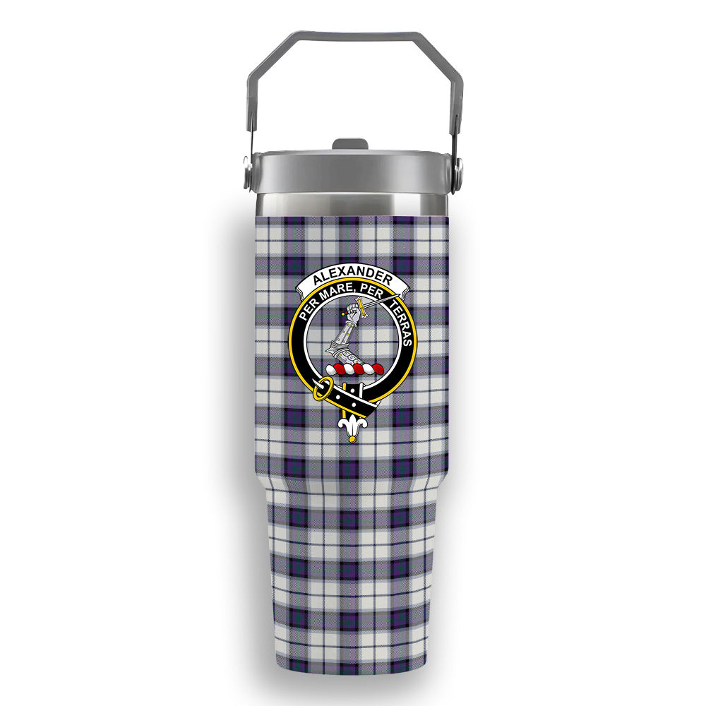 ScotsTee Shop Scottish Alexander of Menstry Dress Modern Crest Tartan Flip Straw Tumbler 20oz 30oz
