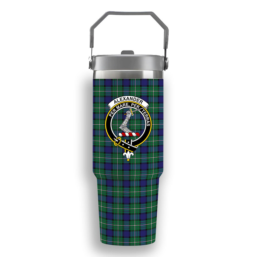 ScotsTee Shop Scottish Alexander Crest Tartan Flip Straw Tumbler 20oz 30oz