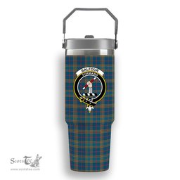 ScotsTee Shop Scottish Balfour Blue  Ancient Crest Tartan Flip Straw Tumbler 20oz 30oz