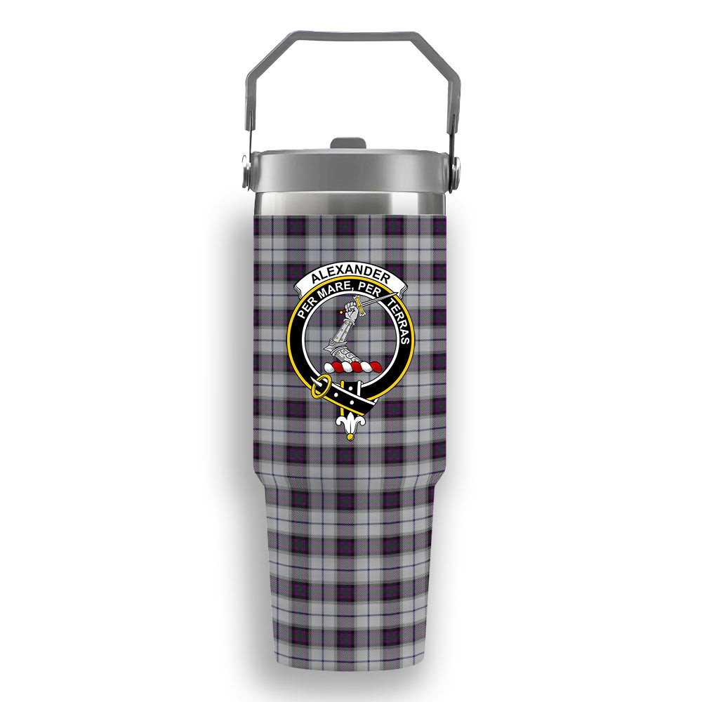 ScotsTee Shop Scottish Alexander of Menstry Dress Crest Tartan Flip Straw Tumbler 20oz 30oz