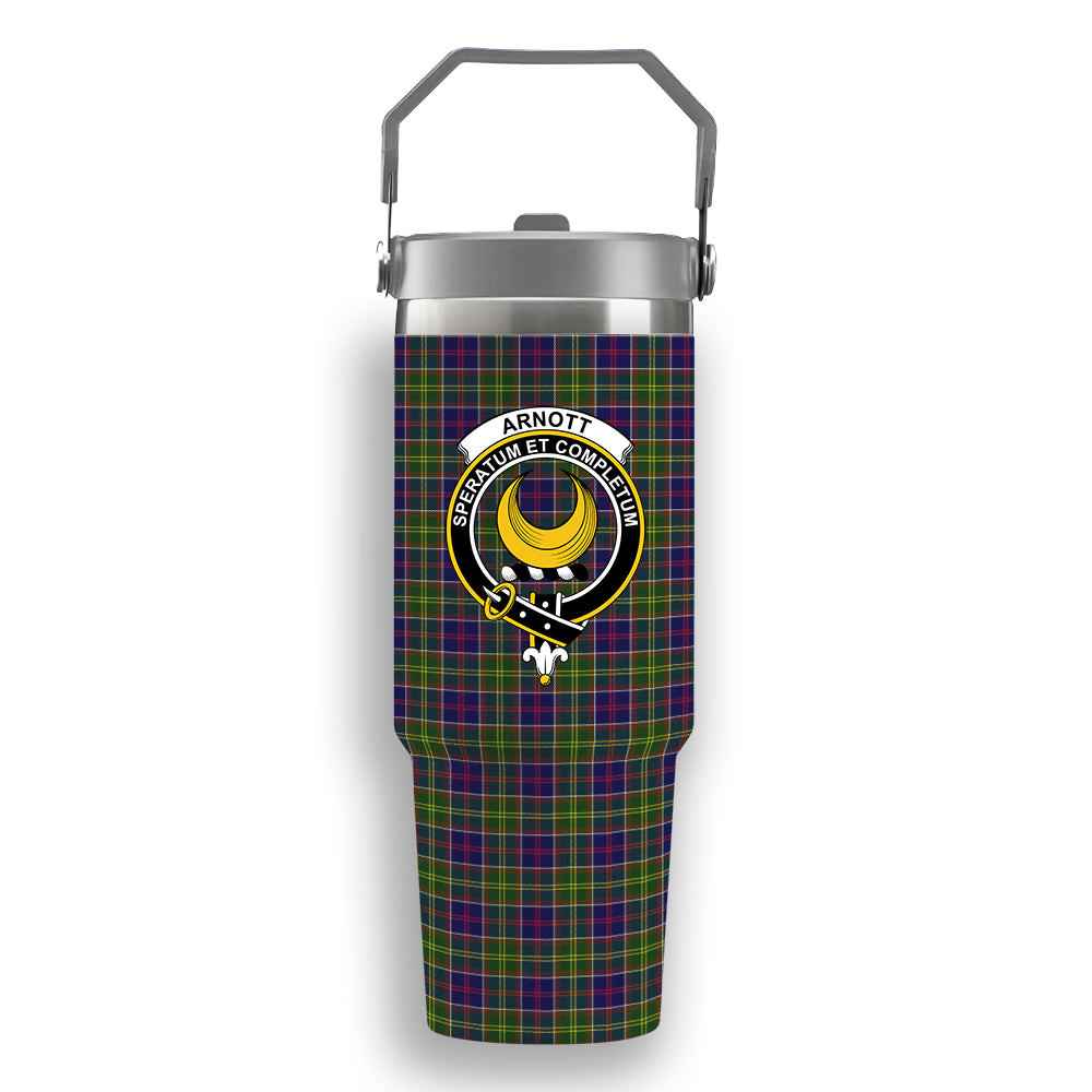 ScotsTee Shop Scottish Arnott Crest Tartan Flip Straw Tumbler 20oz 30oz