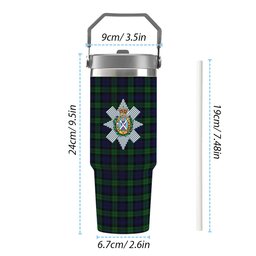 ScotsTee Shop Scottish Black Watch Crest Tartan Flip Straw Tumbler 20oz 30oz