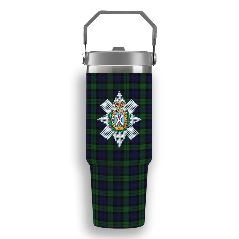 ScotsTee Shop Scottish Black Watch Crest Tartan Flip Straw Tumbler 20oz 30oz