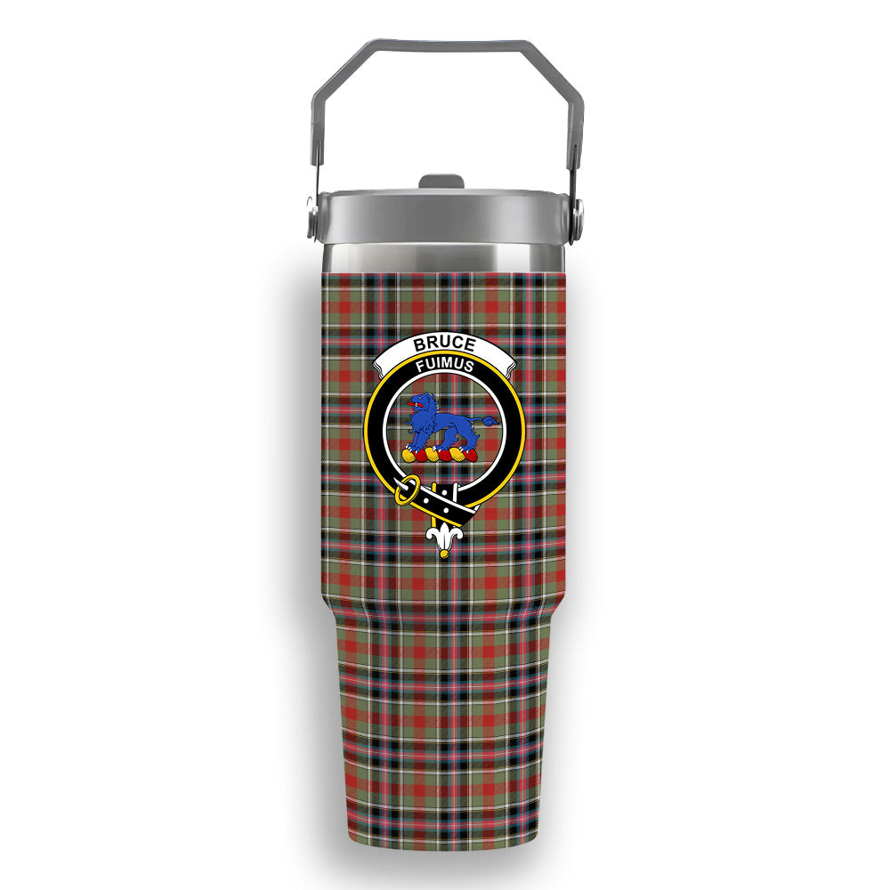 ScotsTee Shop Scottish Bruce of Kinnaird Ancient Crest Tartan Flip Straw Tumbler 20oz 30oz