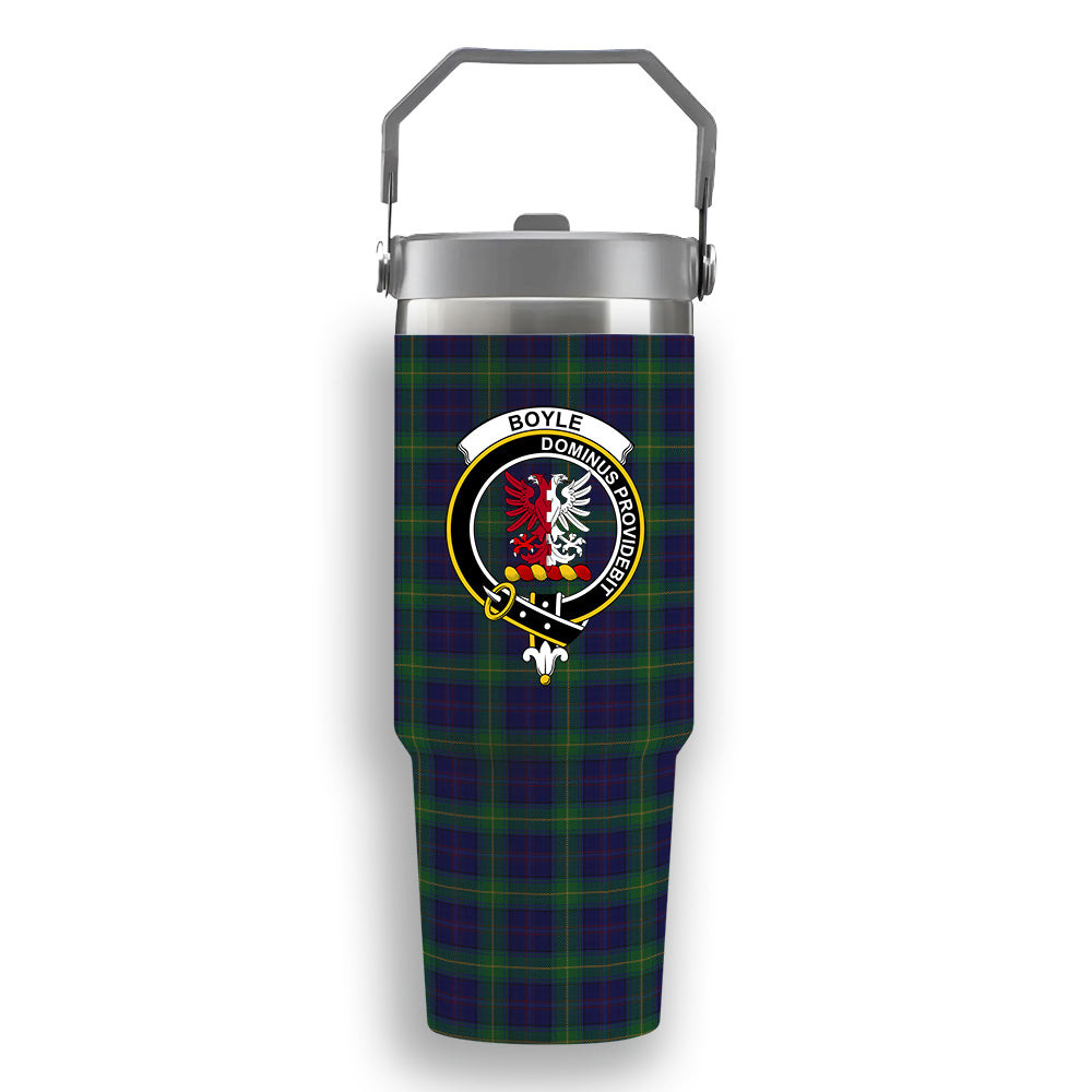 ScotsTee Shop Scottish Boyle Crest Tartan Flip Straw Tumbler 20oz 30oz