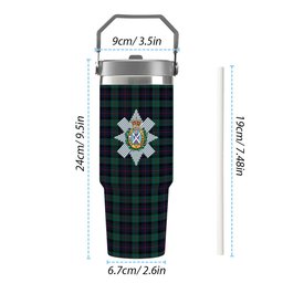 ScotsTee Shop Scottish Black Watch Coarse Kilt Modern Crest Tartan Flip Straw Tumbler 20oz 30oz