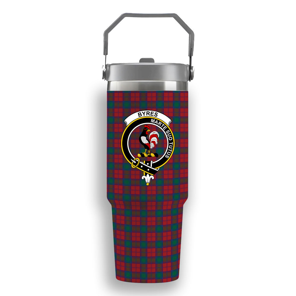 ScotsTee Shop Scottish Byres Crest Tartan Flip Straw Tumbler 20oz 30oz
