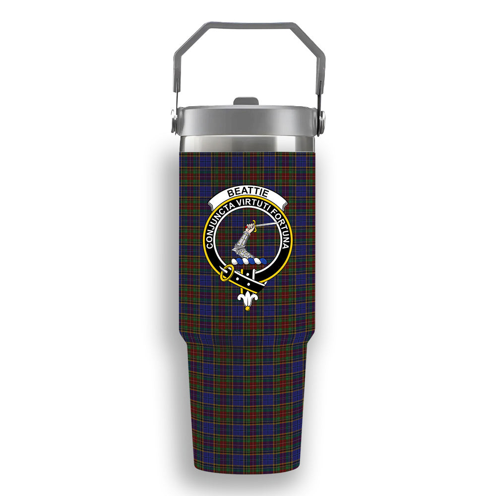 ScotsTee Shop Scottish Beattie (Beatty) Crest Tartan Flip Straw Tumbler 20oz 30oz