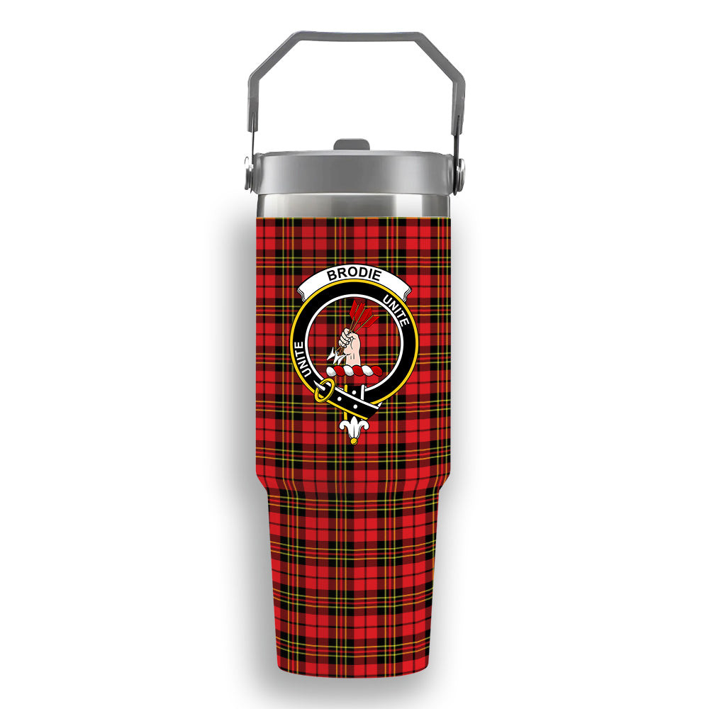 ScotsTee Shop Scottish Brodie Modern Crest Tartan Flip Straw Tumbler 20oz 30oz