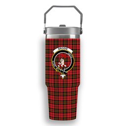 ScotsTee Shop Scottish Brodie Red Modern Crest Tartan Flip Straw Tumbler 20oz 30oz