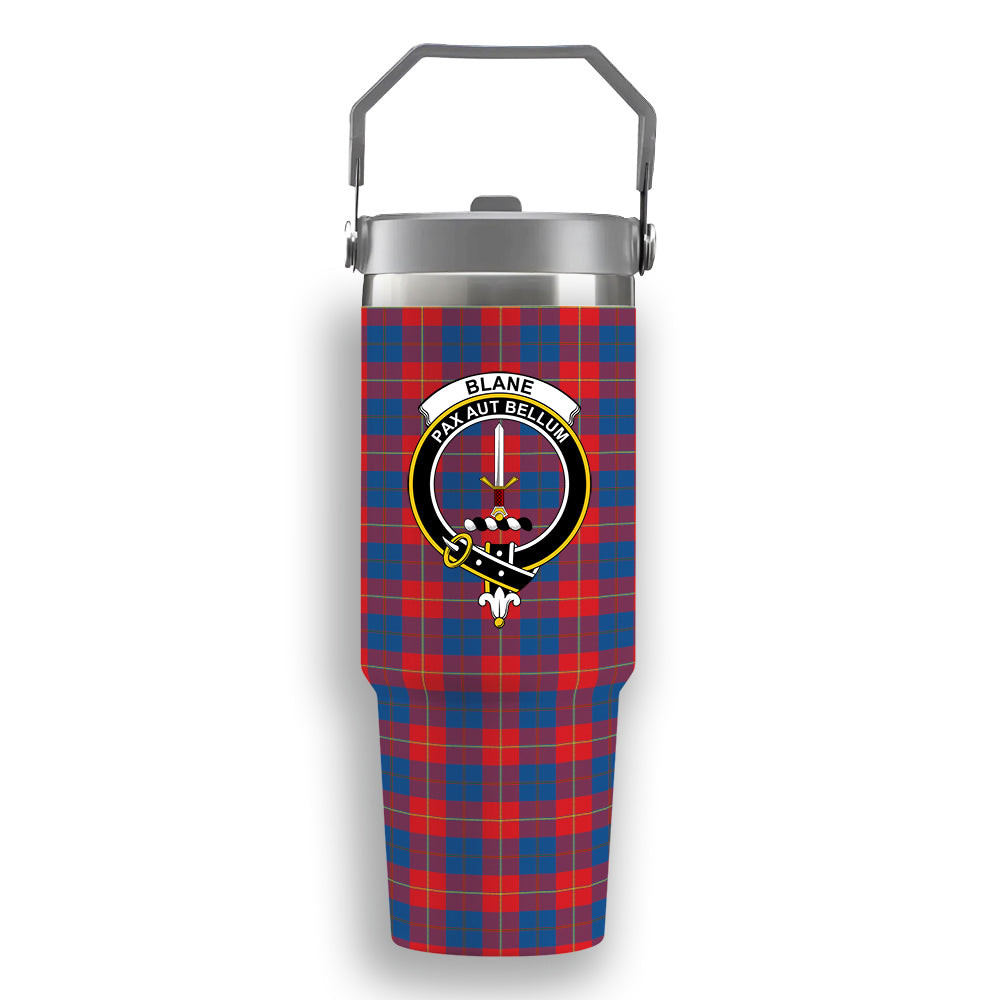 ScotsTee Shop Scottish Blane Crest Tartan Flip Straw Tumbler 20oz 30oz