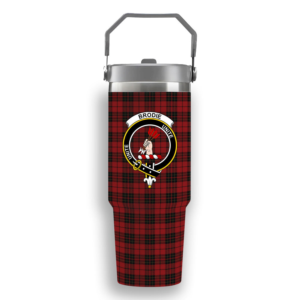 ScotsTee Shop Scottish Brodie Clan Crest Tartan Flip Straw Tumbler 20oz 30oz