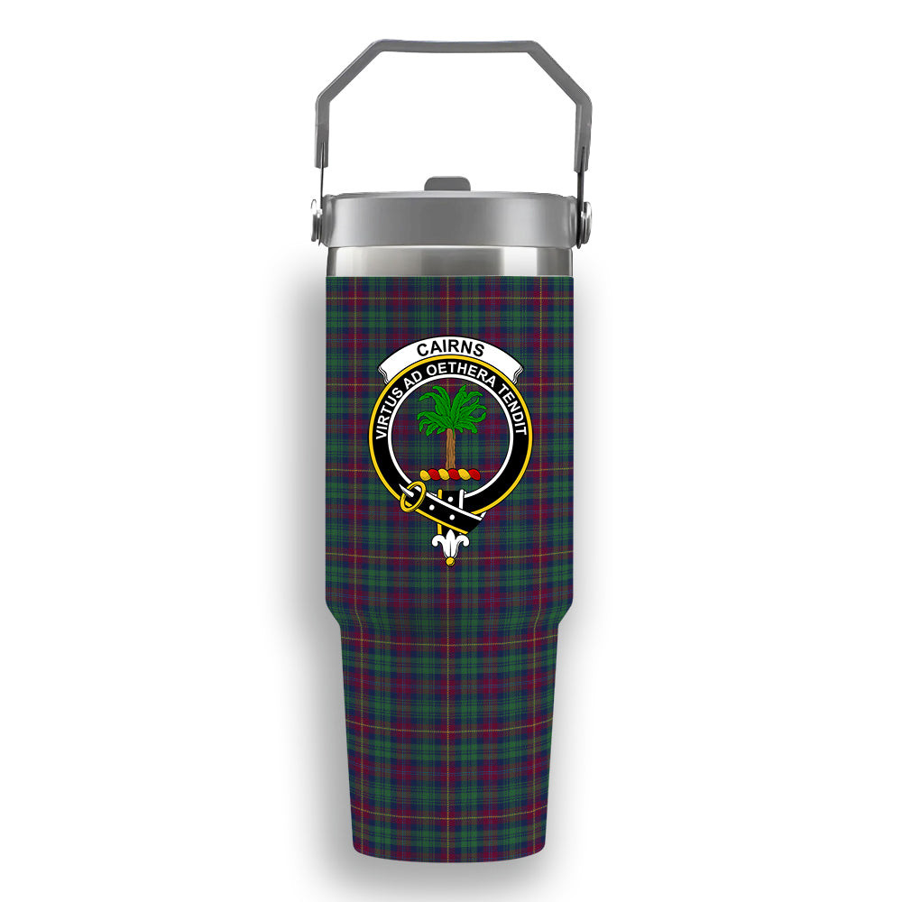 ScotsTee Shop Scottish Cairns of Finavon Modern Crest Tartan Flip Straw Tumbler 20oz 30oz