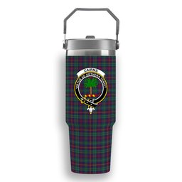 ScotsTee Shop Scottish Cairns of Finavon Modern Crest Tartan Flip Straw Tumbler 20oz 30oz