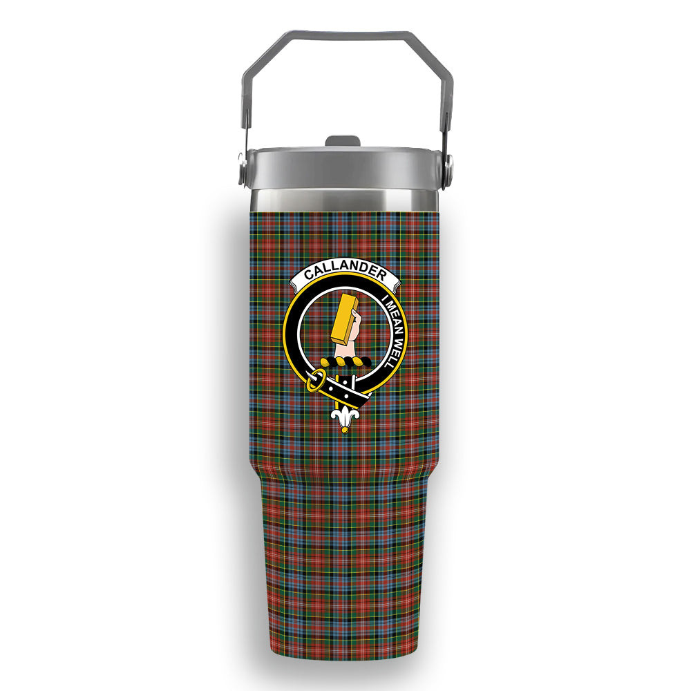 ScotsTee Shop Scottish Caledonia Ancient Crest Tartan Flip Straw Tumbler 20oz 30oz