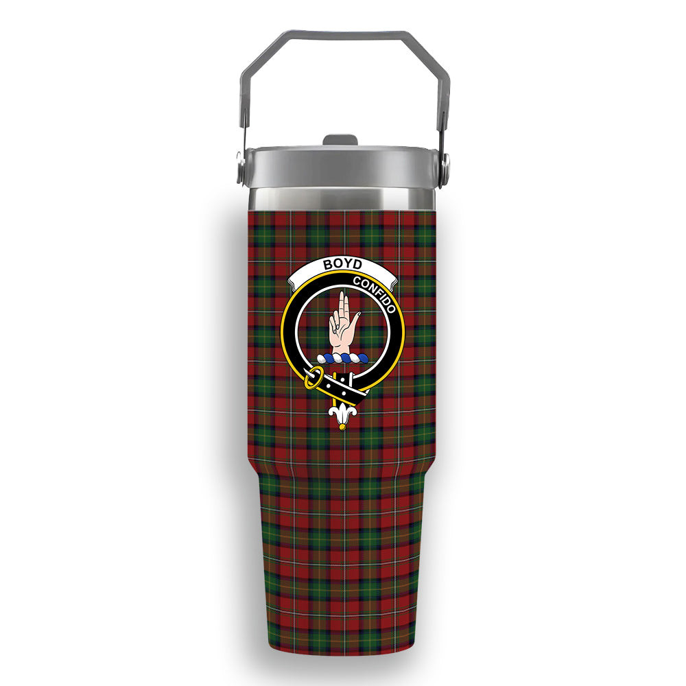 ScotsTee Shop Scottish Boyd Crest Tartan Flip Straw Tumbler 20oz 30oz