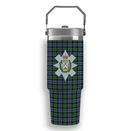 ScotsTee Shop Scottish Black Watch Coarse Kilt Ancient Crest Tartan Flip Straw Tumbler 20oz 30oz