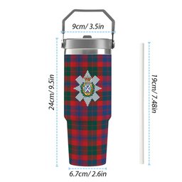 ScotsTee Shop Scottish Black Watch Pipe Band Modern Crest Tartan Flip Straw Tumbler 20oz 30oz