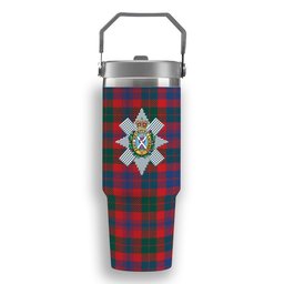 ScotsTee Shop Scottish Black Watch Pipe Band Modern Crest Tartan Flip Straw Tumbler 20oz 30oz