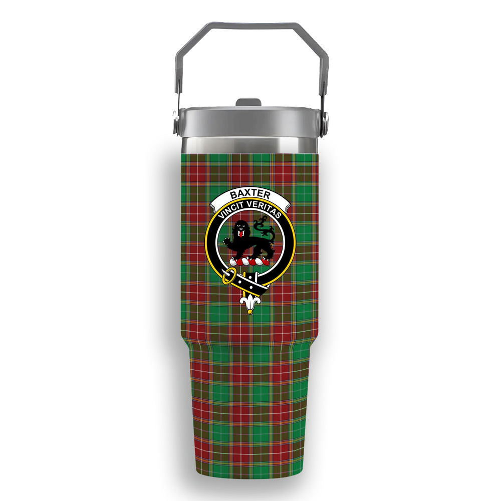 ScotsTee Shop Scottish Baxter Modern Crest Tartan Flip Straw Tumbler 20oz 30oz