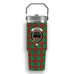 ScotsTee Shop Scottish Baxter Modern Crest Tartan Flip Straw Tumbler 20oz 30oz